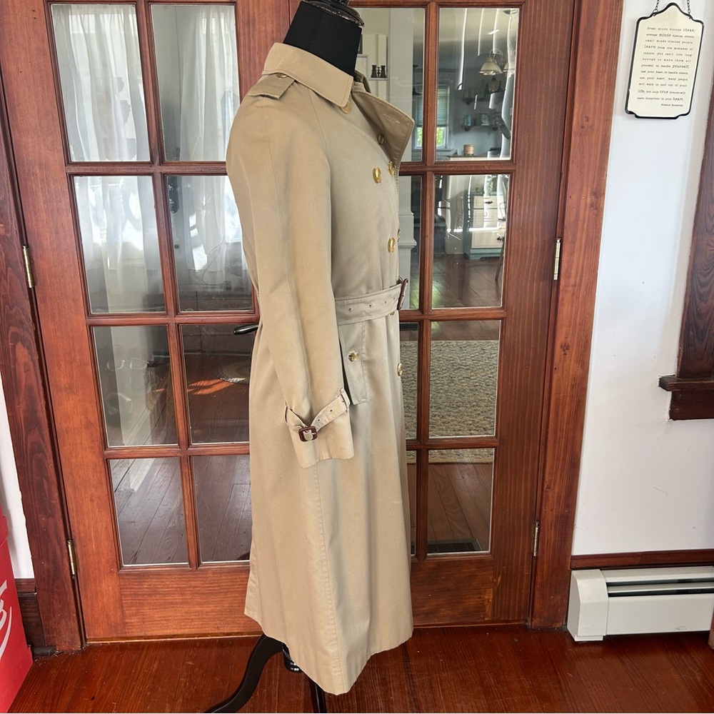 Vintage Burberry Burberrys Trench Coat Classic Double Breasted Woman's 10 Long - Picture 3 of 12